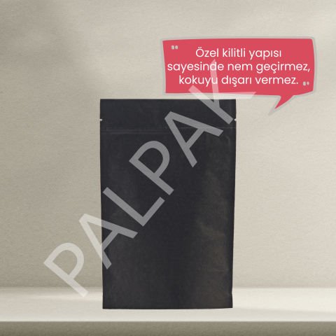 Kraft Doypack, Kilitli Valfli Kahve Torbası - 100 Adet