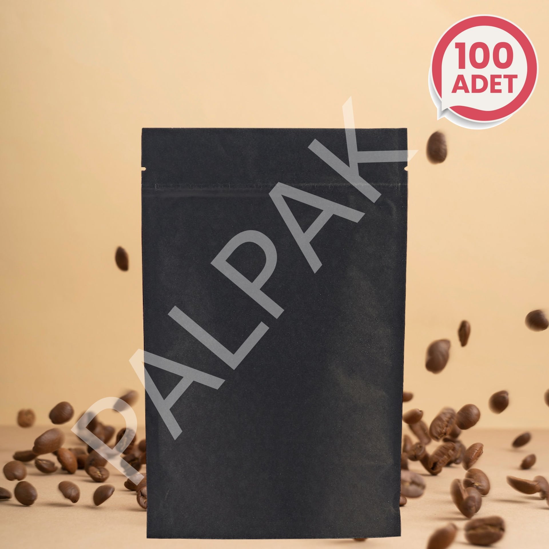 Kraft Doypack, Kilitli Valfli Kahve Torbası - 100 Adet
