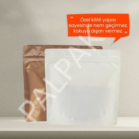 Geri Dönüştürülebilir Valfli Beyaz Kahve Torbası - 100 Adet