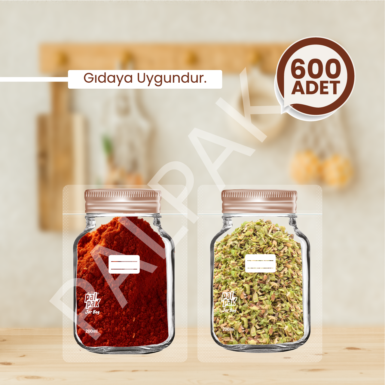 Kavanoz Görünümlü Kilitli Poşet, Mini Boy Bakır Kapaklı 600