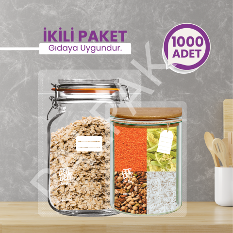 2 Boy Kavanoz Görünümlü Saklama Poşeti 1000