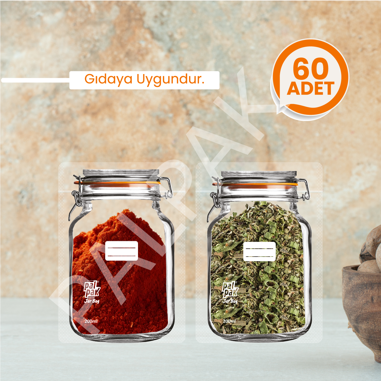 Kavanoz Görünümlü Kilitli Poşet, Mini Boy 60