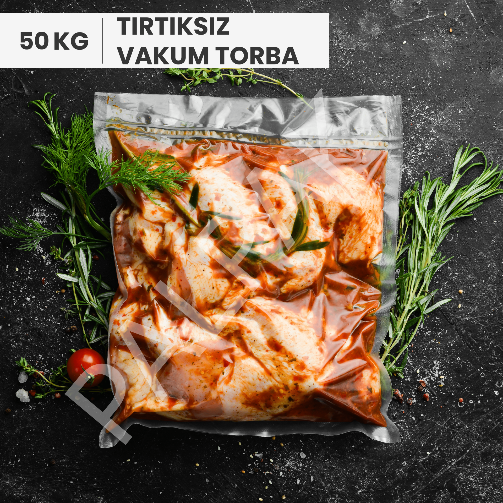 Tırtıksız 20x25 Cm Hortum Dip Kaynaklı Vakum Torba 50 KG