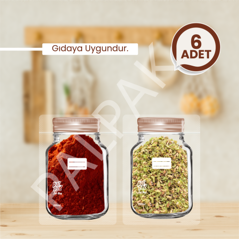 Kavanoz Görünümlü Kilitli Poşet, Mini Boy Bakır Kapaklı - 200 Adet