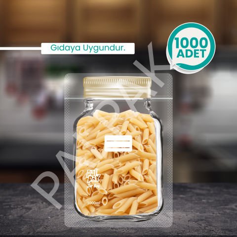 Kavanoz Görünümlü Altınyaldız Poşet, Büyük Boy - 1000 ML 1000