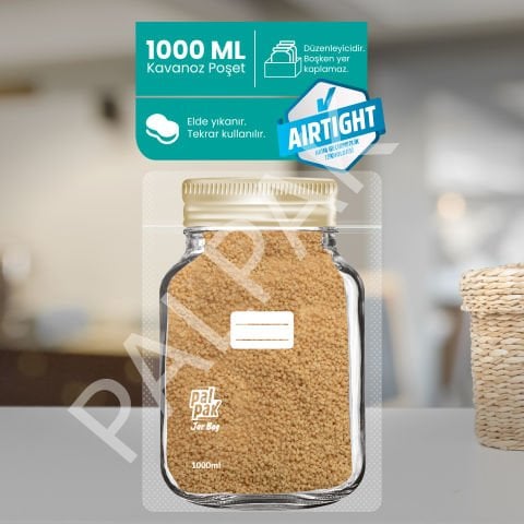 Kavanoz Görünümlü Altınyaldız Poşet, Büyük Boy - 1000 ML 1000
