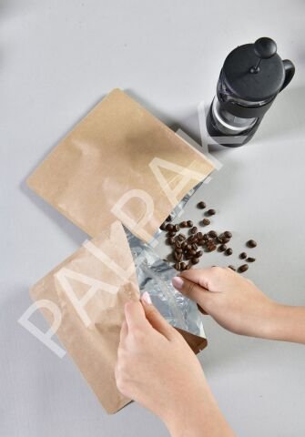 Geri Dönüştürülebilir Valfli Kraft Kahve Torbası