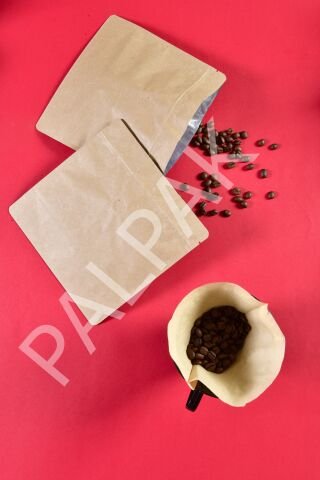 Geri Dönüştürülebilir Valfli Kraft Kahve Torbası