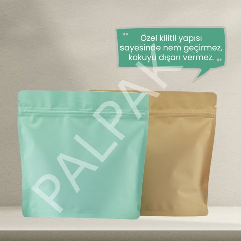 Geri Dönüştürülebilir Su Yeşili Kahve Torbası - 100 Adet