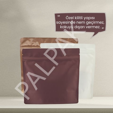 Geri Dönüştürülebilir Valfli Bordo Kahve Torbası - 100 Adet