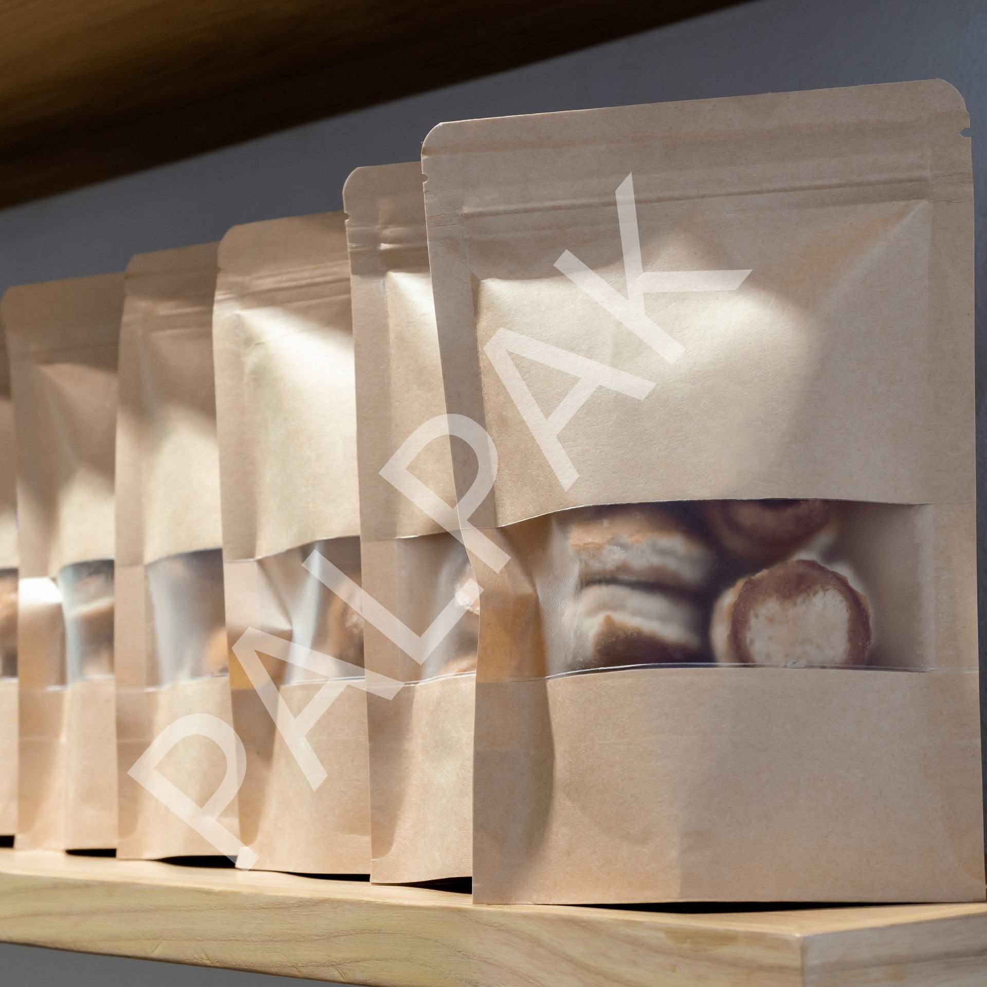 Pencereli Kraft Doypack, Kilitli Kahve Torbası 1000 Adet