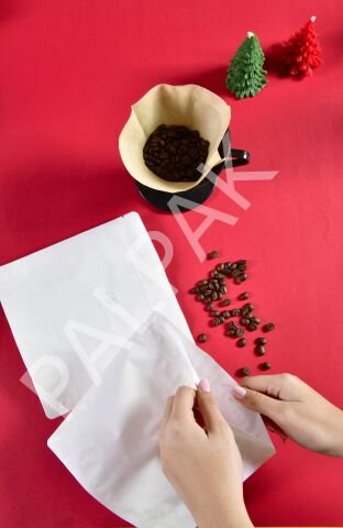 Geri Dönüştürülebilir Valfli Beyaz Kahve Torbası