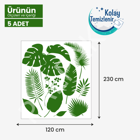 Yaprak Desenli Masa Örtüsü, Piknik Örtüsü - 5 Adet