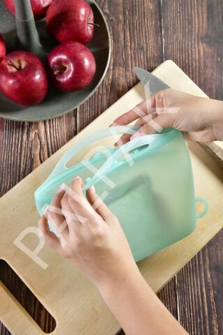 GIDA DEPOLAMA İÇİN KULPLU SLİKON TORBALAR 1200 ML