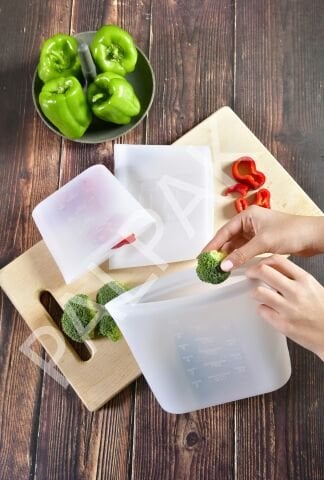 3'LÜ GIDA DEPOLAMA İÇİN SLİKON TORBALAR 1500 - 1000 - 500 ML