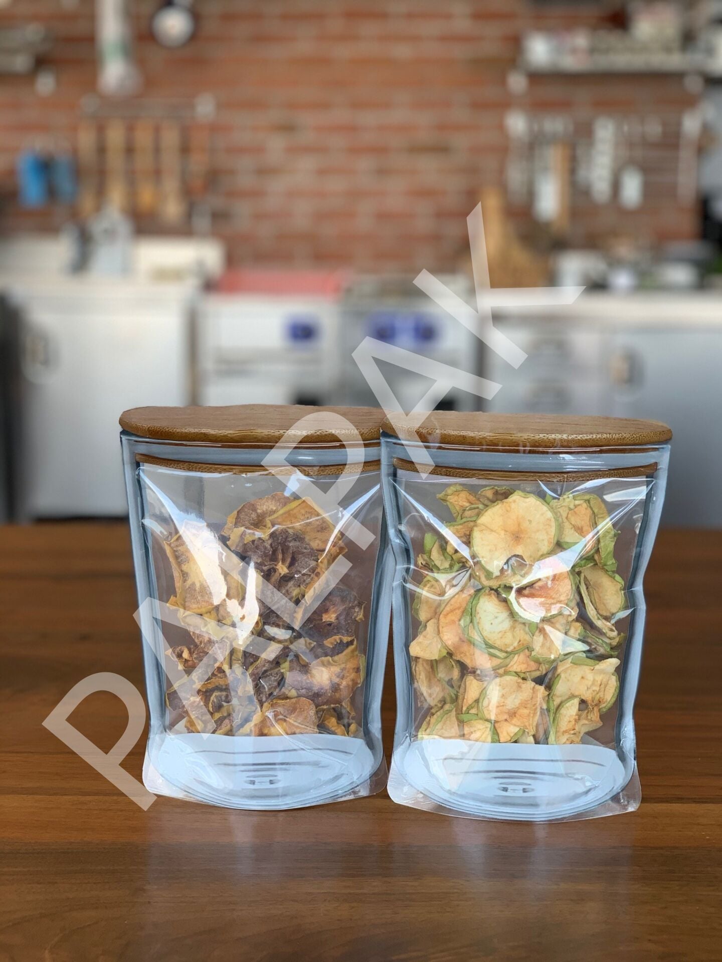 Ahşap Kapaklı Kavanoz Görünümlü Saklama Poşeti 10 Adet ( 15x22-700 ml )