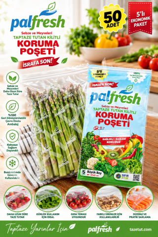 Palfresh - Sebze Ve Meyveleri Taze Tutan Kilitli Buzdolabı Poşeti 50 Adet