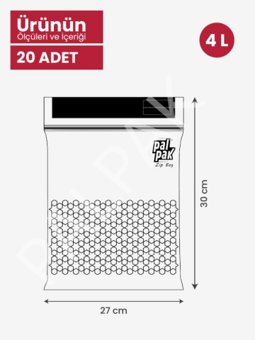 Zip Bag Premium Kilitli Çok Amaçlı Poşet 20 Adet (27x30 Cm)