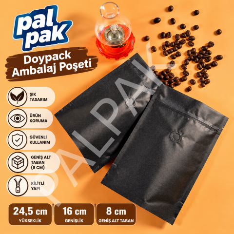 Valfli Doypack Ambalaj Poşeti (16x24,5+8 cm) 20 Adet