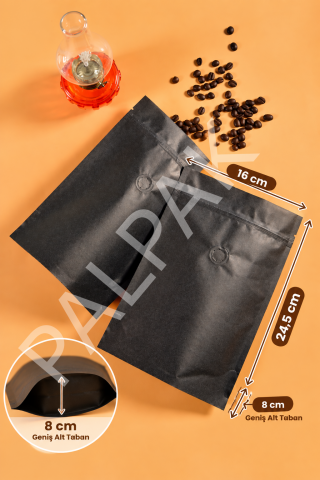 Valfli Doypack Ambalaj Poşeti (16x24,5+8 cm) 20 Adet