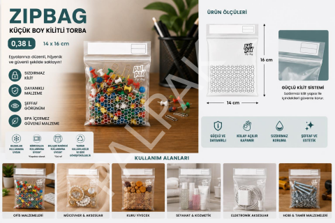 Zip Bag Kilitli Ve Çok Amaçlı Buzdolabı Poşeti 20 Adet (14x16 Cm)