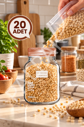 Bakır Desenli Kavanoz Görünümlü Saklama Poşeti (15x22 Cm - 700 ml ) 20 Adet