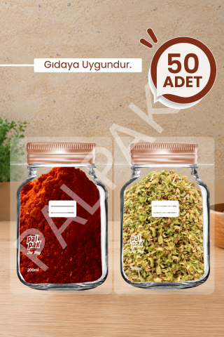 Bakır Desenli Mini Boy Kavanoz Görünümlü Kilitli Doypack Saklama Poşeti (11x15 cm - 200 ml)
